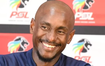 Mamelodi Sundowns coach Rhulani Mokwena during the Mamelodi Sundowns press conference at PSL Headquarters on August 25, 2022 in Johannesburg, South Africa.