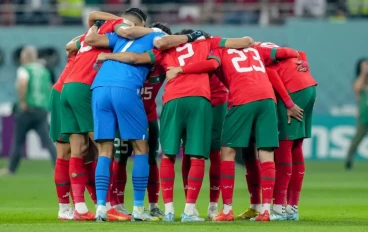 Morocco form a circle during the FIFA World Cup Qatar 2022 3rd Place match between Croatia and Morocco at Khalifa International Stadium on December 17, 2022 in Doha, Qatar.