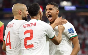 Morocco players celebrate the 2-0 win during the FIFA World Cup Qatar 2022 Group F match against Belgium
