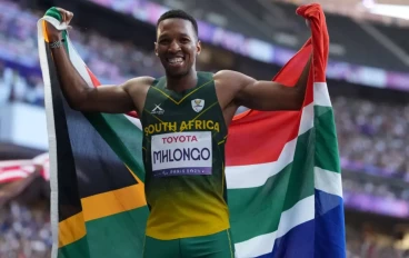 Mpumelelo MHLONGO of team Sounth Africa competes in Men's T44 100m Final on day Four of the Paris 2024 Summer Paralympic Games at Stade de France on September 1, 2024 in Paris, France.