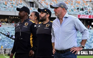 Nasreddine Nabi, head coach of Kaizer Chiefs with management staff during the Betway Premiership match between Kaizer Chiefs and Chippa Unted at Moses Mabhida Stadium on December 29, 2024 in