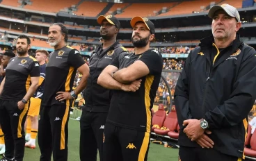 Kaizer Chiefs coach Nasreddine Nabi and his assistants during the Nedbank Cup, Last 16 match between Kaizer Chiefs and Chippa United at FNB Stadium on February 15, 2025 in Johannesburg, South