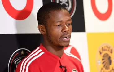 Ndumiso Mabena of Orlando Pirates during the Soweto Derby press conference at Vodacom World on February 20, 2023 in Midrand, South Africa.
