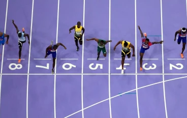 Noah Lyles winning the men's 100m Olympics final