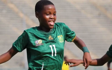 Bantwana striker Nomfundo Nzuza celebrates hat-trick vs Gabon