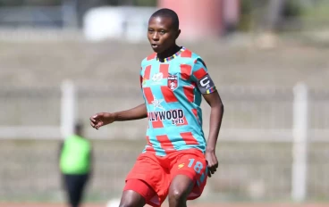 Nompumelelo Nyandeni of TS Galaxy Queens during the Hollywoodbets Super League match between Copperbelt Ladies and TS Galaxy Queens at Old Peter Mokaba Stadium on May 28, 2023 in Polokwane, S