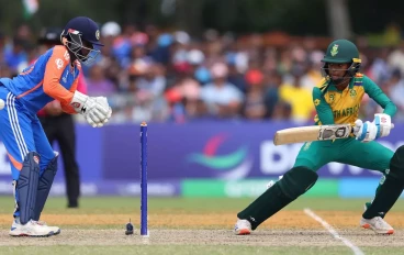 Nthabiseng Nini of South Africa bats as Kamalini G of India keeps during the ICC Women's U19 T20 World Cup 2025 Final between South Africa and India at Bayuemas Oval on February 02, 2025 in K