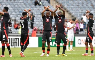 Orlando Pirates takes the field during the CAF Champions League match between Orlando Pirates and CR Belouizdad at Orlando Stadium on January 12, 2025 in Johannesburg, South Africa.