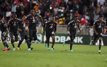 Orlando Pirates celebrates their win at the end of the Nedbank Cup quarter final match between Dondol Stars and Orlando Pirates