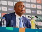 The President of the Confederation of African Football (CAF), Patrice Motsepe, is speaking during a press conference at the Palais de la Culture in Abidjan, Ivory Coast, on February 9, 2024, 