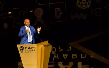 Confederation of African Football (CAF) President Patrice Motsepe makes a speech at the CAF Awards 2023 in the Moroccan city of Marrakech on December 11, 2023.