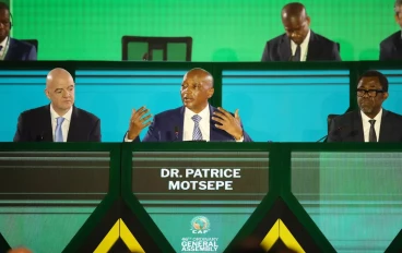 CAF president Patrice Motsepe alongside FIFA president Gianni Infantino at CAF Assembly