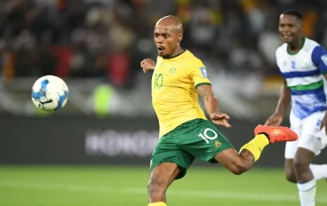 Percy Tau of South Africa during the 2026 FIFA World Cup, qualifier match between South Africa and Lesotho at New Peter Mokaba Stadium on March 21, 2025 in Polokwane, South Africa.f South Afr