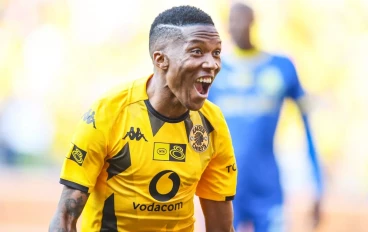 Pule Mmodi of Kaizer Chiefs celebrates during the MTN8 semi final, 1st leg match between Kaizer Chiefs and Mamelodi Sundowns at FNB Stadium on September 02, 2023 in Johannesburg, South Africa