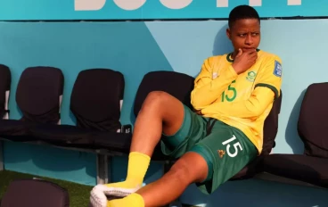 Refiloe Jane of South Africa is seen on the bench after being substituted due to an injury during the FIFA Women's World Cup Australia & New Zealand 2023 Group G match between Argentina and S