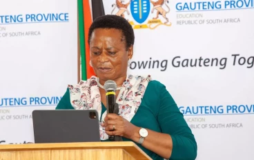 Dr Reginah Mhaule (Deputy Minister DBE) at the launch of the Comprehensive Sexuality Education (CSE) Radio Lessons at Hitekani Primary School on February 08, 2022 in Soweto, South Africa.