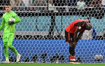 Romelu Lukaku of Belgium reacts during the FIFA World Cup Qatar 2022 Group F match