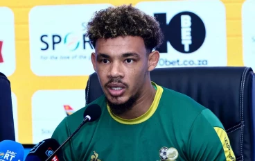 Ronwen Williams during the South Africa men's national soccer team press conference at Nelson Mandela Bay Stadium on October 10, 2024 in Gqeberha, South Africa. This press conference is ahead