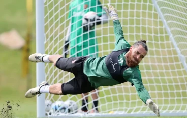 Stellenbosch FC goalkeeper Sage Stephens during the Stellenbosch FC media open day at Lentelus Sportsground on October 02, 2024 in Stellenbosch, South Africa.