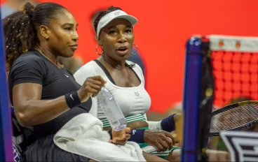 Serena and Venus Williams during a doubles match at 2022 US Open
