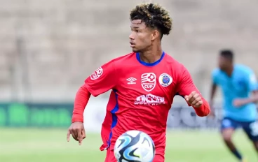 Shandre Campbell of Supersport United FC during the Nedbank Cup, Last 16 match between Richards Bay FC v SuperSport United at King Zwelithini Stadium in Durban on March 16, 2024 in Durban, So