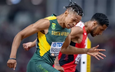 Shaun Maswanganyi of South Africa in action in the Men's 200m during day 6 of the World Athletics Championships Budapest 2023 at National Athletics Centre on August 24, 2023 in Budapest, Hung