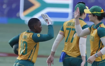 Proteas Women celebrate a wicket during the ICC Women's T20 World Cup