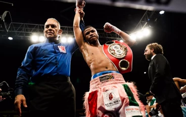 Sivenathi 'Special One' Nontshinga celebrates his victory after winning the title IBF light flyweight world championship, ,during the WBC Superfly title fight between Juan Francisco Gallo Est