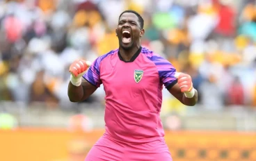Siyabonga Mbatha of Golden Arrows celebrates team goal during the DStv Premiership match between Kaizer Chiefs