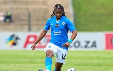 Siyethemba Sithebe of Richards Bay during the Carling Knockout, Semi Final match between Richards Bay and Magesi FC at King Zwelithini Stadium on November 09, 2024 in Durban, South Africa.