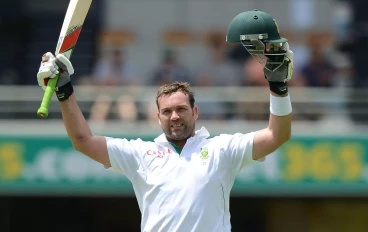 South African batsman Jacques Kallis reacts after scoring a century