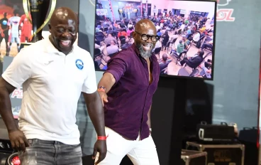 Kaitano Tembo and Steve Komphela during the Carling Knockout Cup launch at The Park, House of Events on 7 on October 10, 2023 in Johannesburg, South Africa. (Photo by Lefty Shivambu/Gallo Ima
