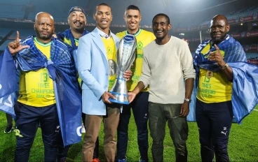 Mamelodi Sundowns technical team celebrate 2022/23 DStv Premiership success