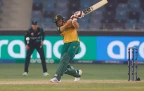 Tazmin Brits of South Africa plays a shot during the ICC Women's T20 World Cup, final match between South Africa and New Zealand at Dubai International Cricket Stadium on October 20, 2024 in