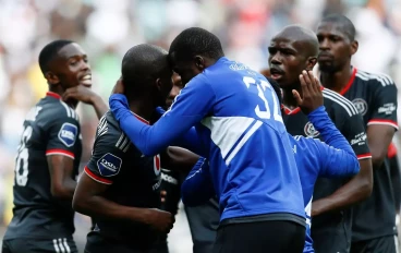 Terrence Dzvukamanja of Orlando Pirates celebrates his goal with team mates during the DStv Premiership match between Orlando Pirates and Cape Town City FC