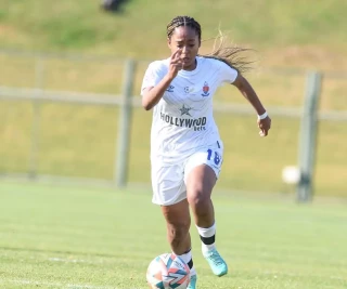 Thalea Smidt of University of Pretoria during the Hollywoodbets Super League match between University of Pretoria and TUT FC at Tuks Stadium on August 23, 2023 in Pretoria, South Africa.