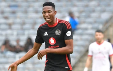 Thalente Mbatha of Orlando Pirates during the CAF Champions League match between Orlando Pirates and CR Belouizdad at Orlando Stadium on January 12, 2025 in Johannesburg, South Africa.