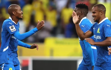 Mamelodi Sundowns players celebrate at Loftus Versfeld