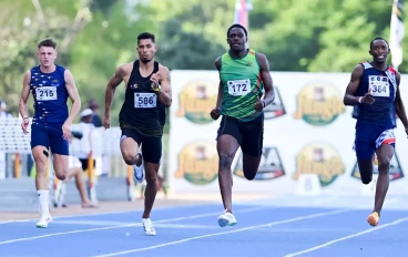 The Men Senior 200m final during day 3 of the ASA Senior Track and Field, Combined Events and Relay Championships at Msunduzi Athletics Stadium on April 20, 2024 in Pietermaritzburg, South Af