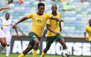 Themba Zwane of South Africa during the 2026 FIFA World Cup, Qualifier match between South Africa and Benin at Moses Mabhida Stadium on November 18, 2023 in Durban, South Africa.