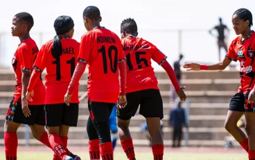 TS Galaxy goal celebration during the Hollywoodbets Super League match between TS Galaxy Queens and Durban Ladies at Solomon Mahlangu Stadium on April 14, 2024 in KwaMhlanga, South Afica.