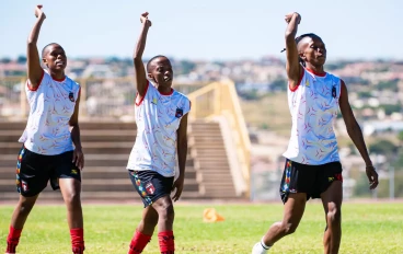 TS Galaxy Queens players warm up before a Hollywoodbets Super League fixture