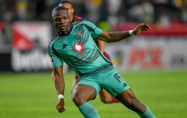 Tshegofatso Mabasa of Orlando Pirates during the Betway Premiership match between Stellenbosch FC and Orlando Pirates at Athlone Stadium on March 11, 2025 in Cape Town, South Africa.