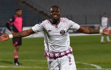 Tshegofatso Mabasa of Swallows celebrates his 2nd goal during the DStv Premiership match between Moroka Swallows and Cape Town Spurs at Dobsonville Stadium on August 30, 2023 in Johannesburg,