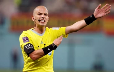 Fifa Referee Victor Gomes shouting during the FIFA World Cup Qatar 2022 Group E match between Japan and Spain at Khalifa International Stadium on December 01, 2022 in Doha, Qatar. (Photo by R