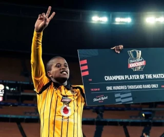 Kaizer Chiefs attacker Wandile Duba after scoring a hat-trick for Kaizer Chiefs against TS Galaxy in the Carling Knockout